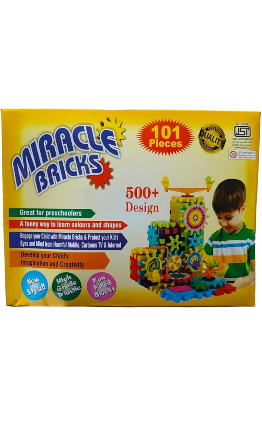 Miracle Bricks Educational Building Blocks Set, 101 Pieces, 500+ Designs, Preschool Learning Toy