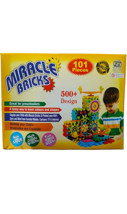 Miracle Bricks Educational Building Blocks Set, 101 Pieces, 500+ Designs, Preschool Learning Toy