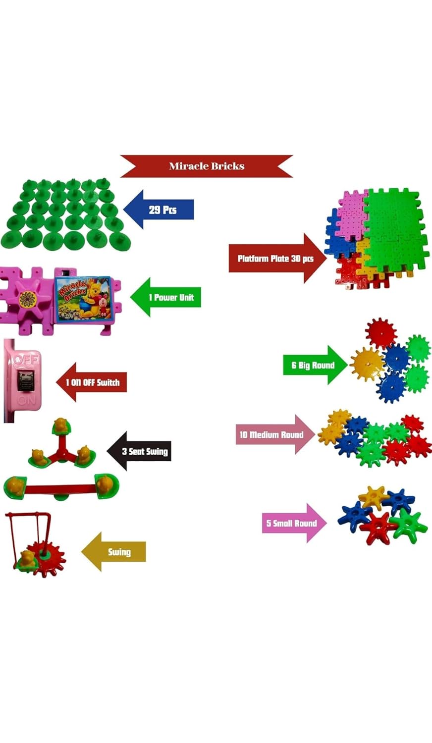 Miracle Bricks Educational Building Blocks Set, 101 Pieces, 500+ Designs, Preschool Learning Toy