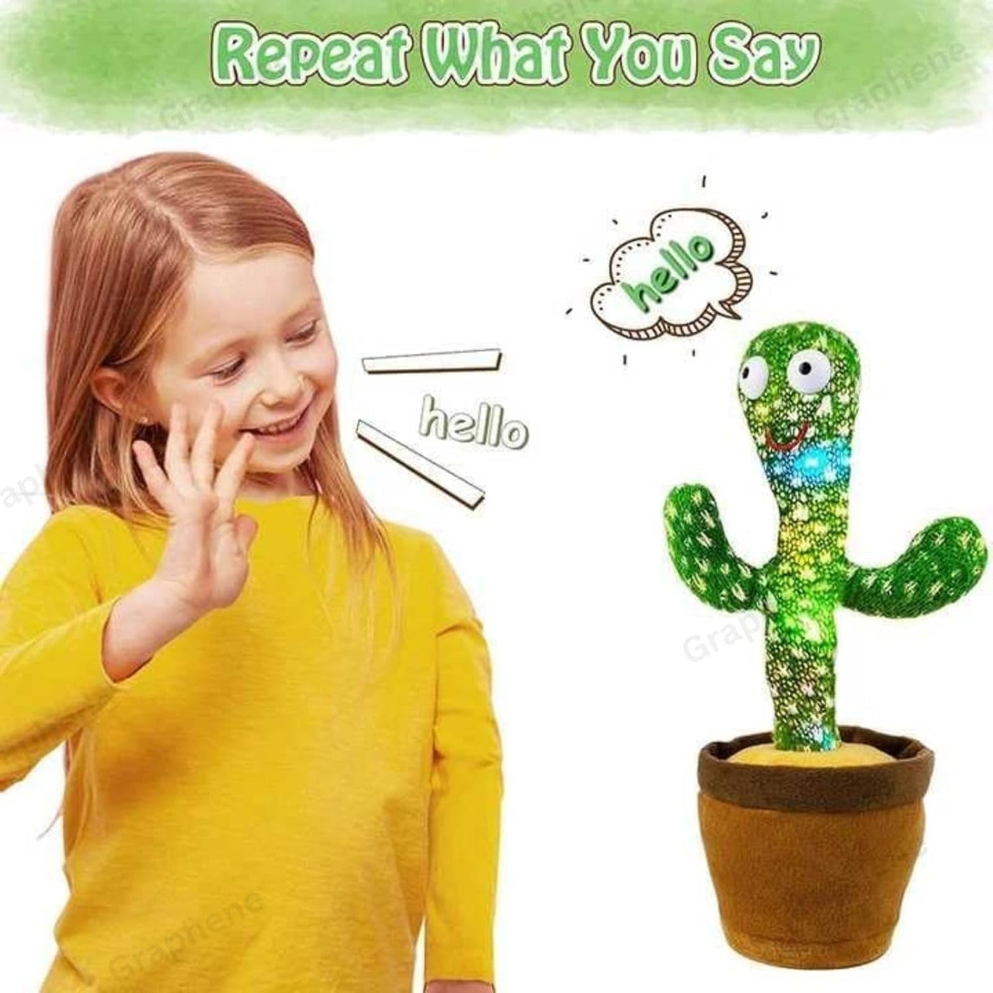 Talking Cactus Rechargeable with USB Cable Can Singing Wriggle & Recording Repeat What You Say