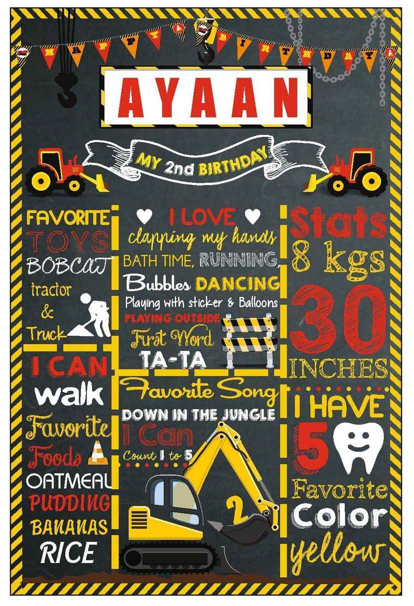 Construction Theme Milestone Chalkboard
