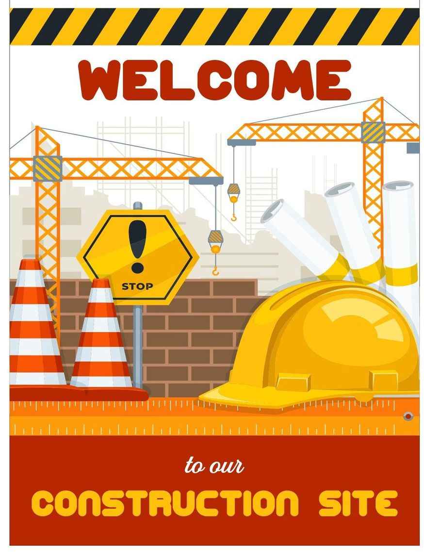 Construction Theme Birthday Welcome Board